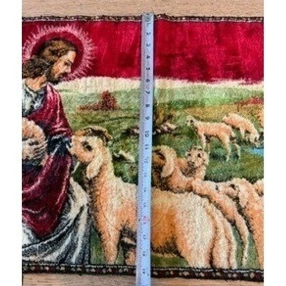 Jesus Good Shepherd Vintage Tapestry Vintage Religious Made in Lebanon (1671)